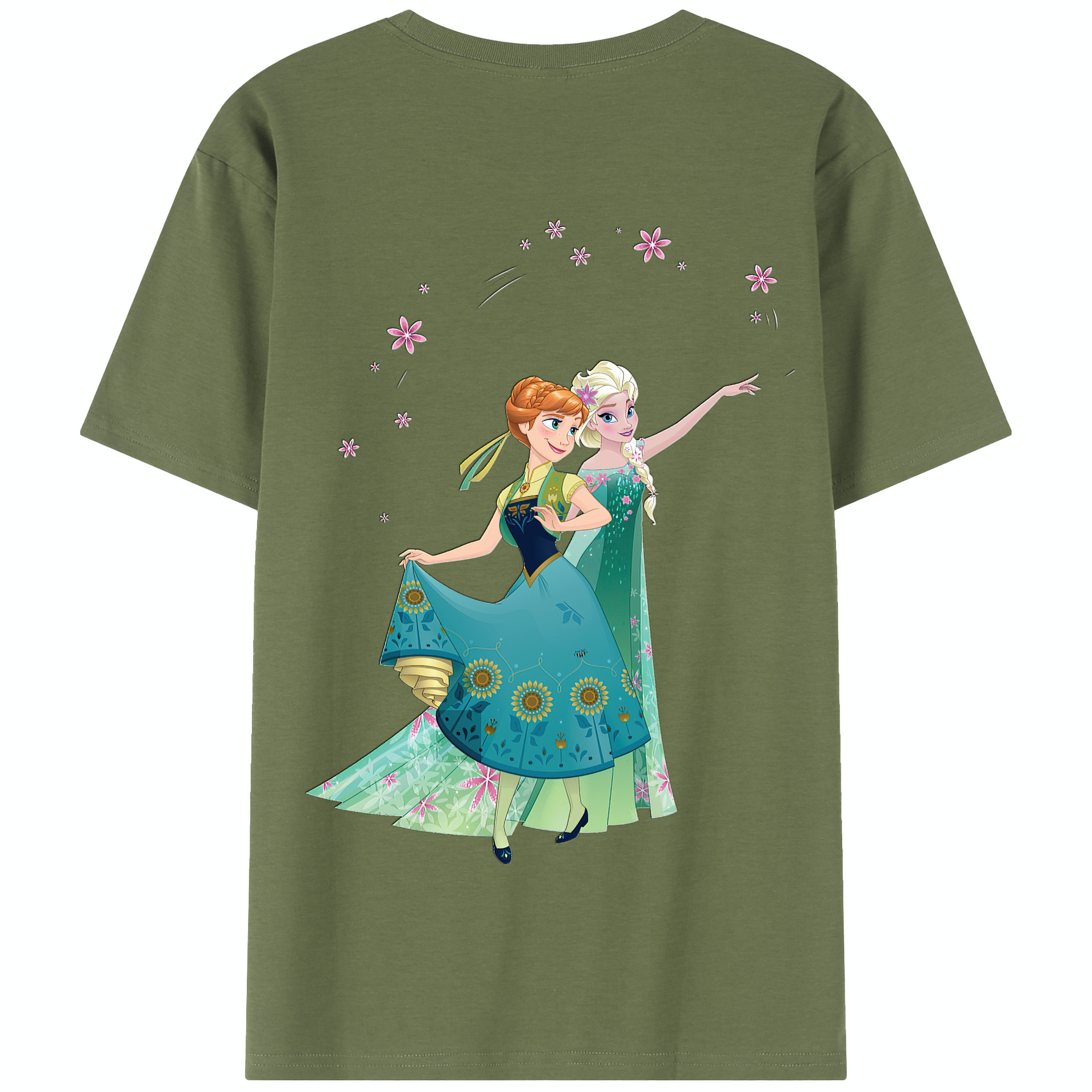（画像用） アナと雪の女王 アンナ エルサ Frozen Anna Elsa 綿100％半袖Tシャツ（背面プリント）
